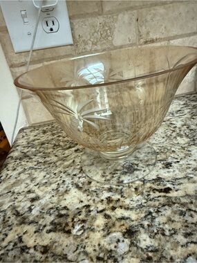 Lenox Etched Glass Pedestal Bowl in Light Amber